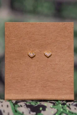 Fashion Gold Sparkle Heart Studs Studs And Hoops|Earrings
