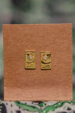 Clearance Gold Square Moon Tarot Studs And Hoops|Earrings