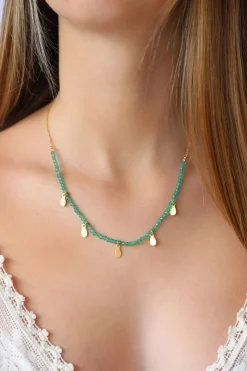 Discount Green Onyx Necklace with Gold Charms Necklaces And Pendants