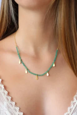 Discount Green Onyx Necklace with Gold Charms Necklaces And Pendants