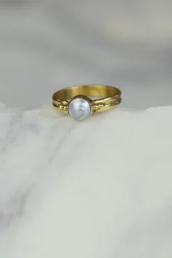 Online Grey Pearl Gold Uko Ring Rings