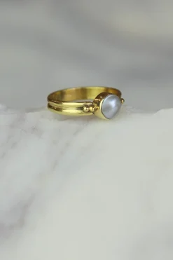 Online Grey Pearl Gold Uko Ring Rings