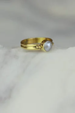 Online Grey Pearl Gold Uko Ring Rings