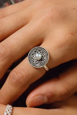 Fashion Labradorite Tribal Disc Ring Rings