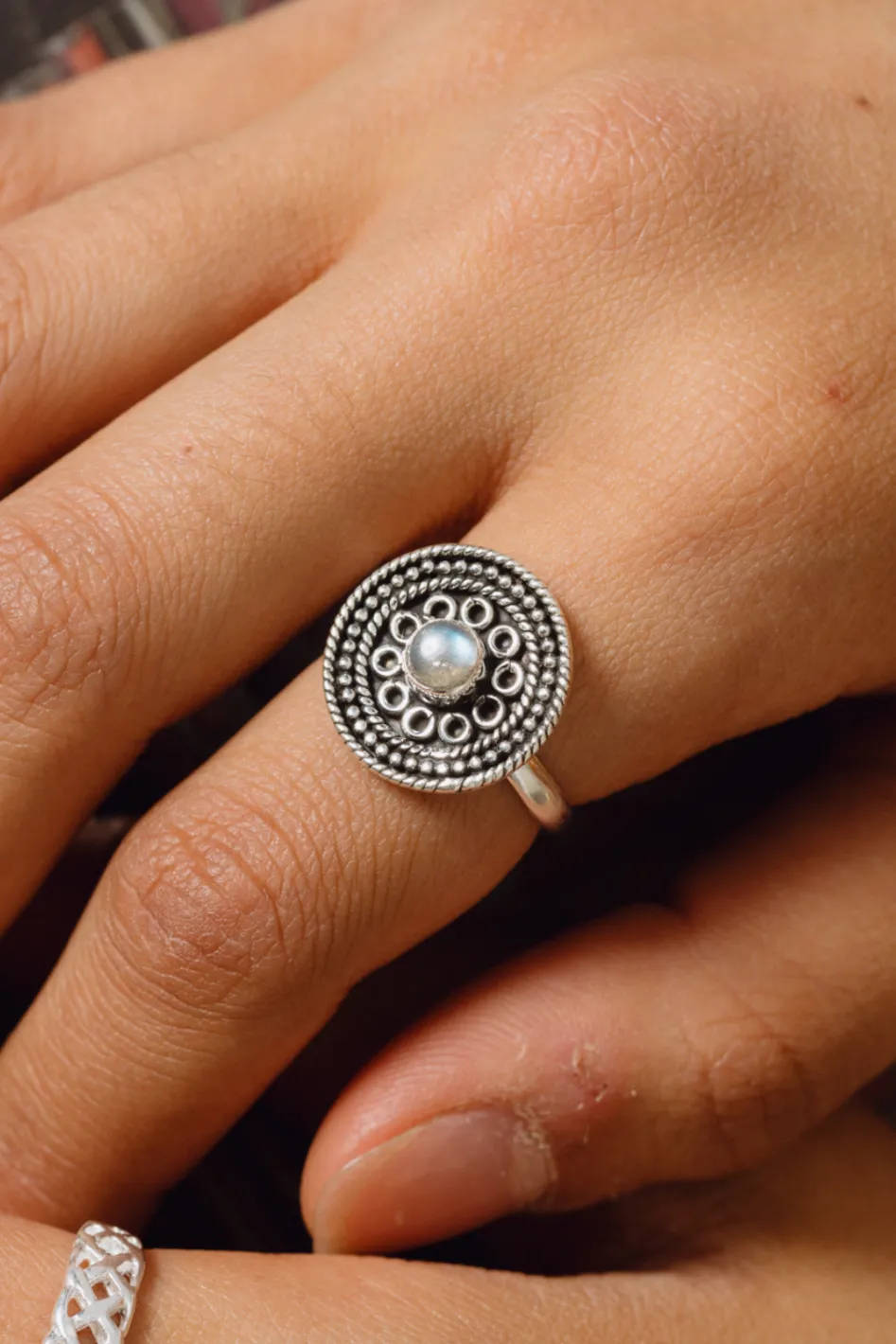 Fashion Labradorite Tribal Disc Ring Rings
