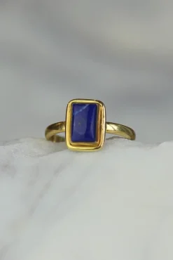 New Lapis Gold Ezra Rectangle Ring Rings