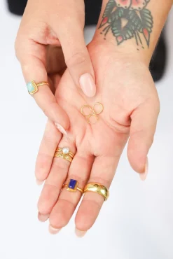 New Lapis Gold Ezra Rectangle Ring Rings
