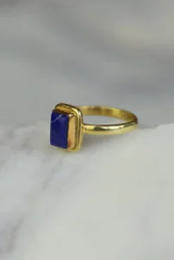 New Lapis Gold Ezra Rectangle Ring Rings