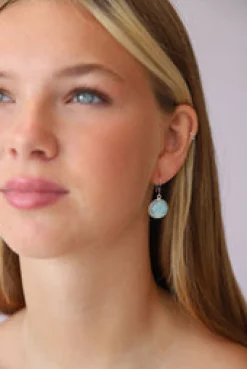 Fashion Larimar Round Drops Earrings