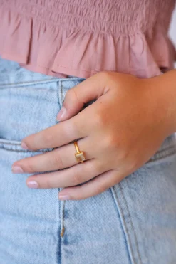 Clearance Lemon Quartz Jolie Square Ring Rings