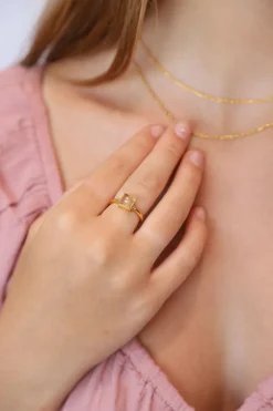 Clearance Lemon Quartz Jolie Square Ring Rings