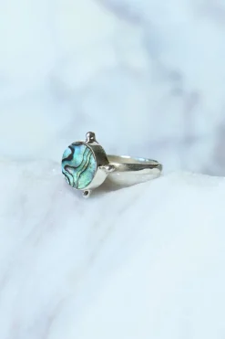 Online Paua Round Yuet Stone Ring Rings