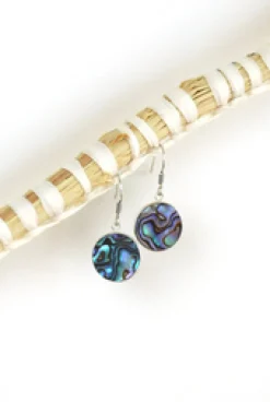 Discount Paua Shell Round Drops Earrings