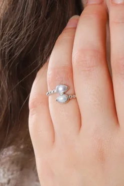 Outlet Pearl Double Leaf Wrap Ring Rings