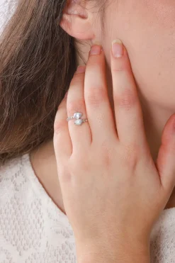 Outlet Pearl Double Leaf Wrap Ring Rings