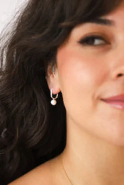 Online Perle Silver Rectangle Hoops Earrings