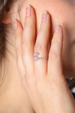 Fashion Pink Calcite Double Leaf Wrap Ring Rings