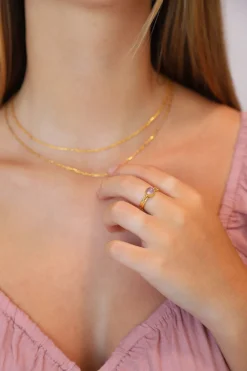 Online Pink Calcite Gold Uko Ring Rings