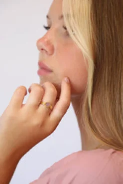 Online Pink Calcite Gold Uko Ring Rings
