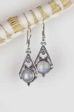 Discount Rainbow Moonstone Cedar Triangle Earrings Earrings