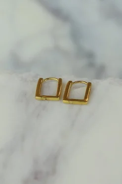 New Remi Square Gold Hoops Earrings