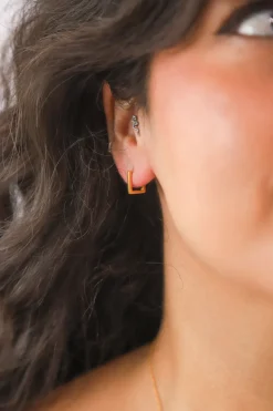 New Remi Square Gold Hoops Earrings