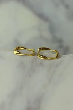 Discount Rosa Gold Twist Hoops Earrings