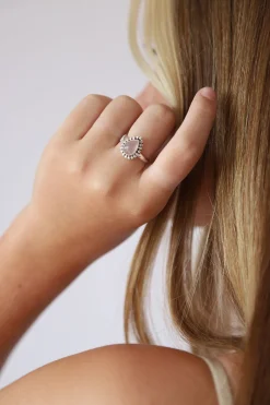 Clearance Rose Quartz Mona Tear & Dot Ring Rings