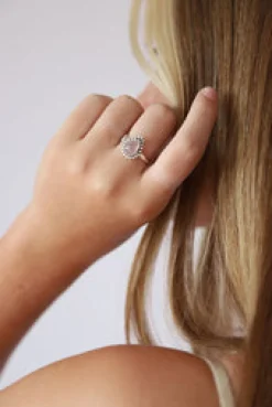 Clearance Rose Quartz Mona Tear & Dot Ring Rings