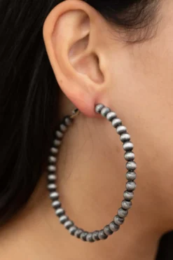 Fashion Silver Beaded Hoops Fashion Jewellery