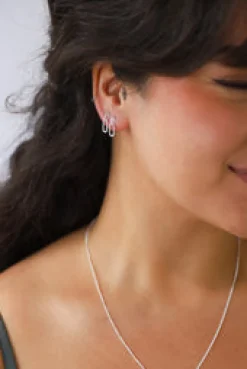 Online Silver Double Link Drops Studs And Hoops|Earrings