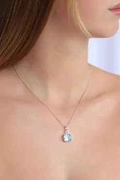 Outlet Square Blue Topaz Pendant Necklaces And Pendants