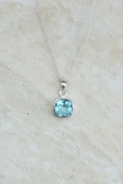 Outlet Square Blue Topaz Pendant Necklaces And Pendants