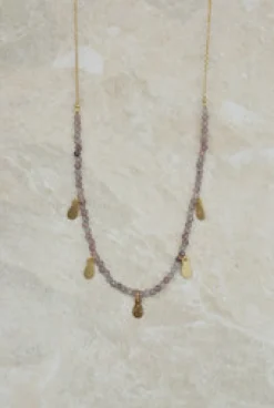 Clearance Strawberry Quartz Necklace with Gold Charms Necklaces And Pendants